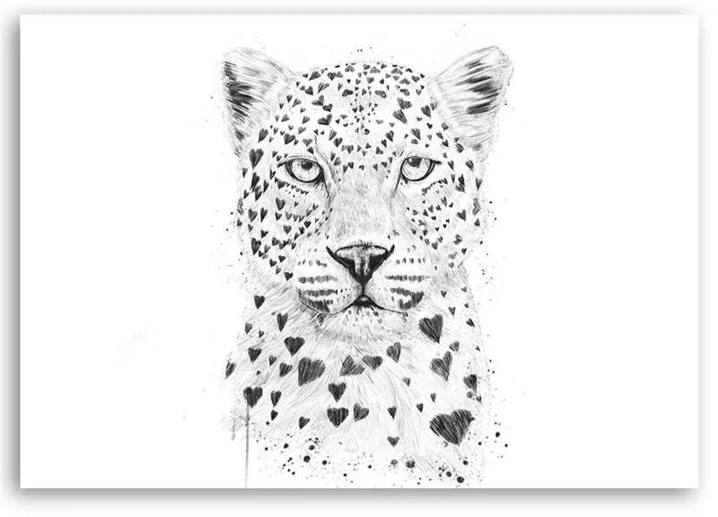 Gario Obraz na plátne Čiernobiely leopard - Rykker Rozmery: 60 x 40 cm