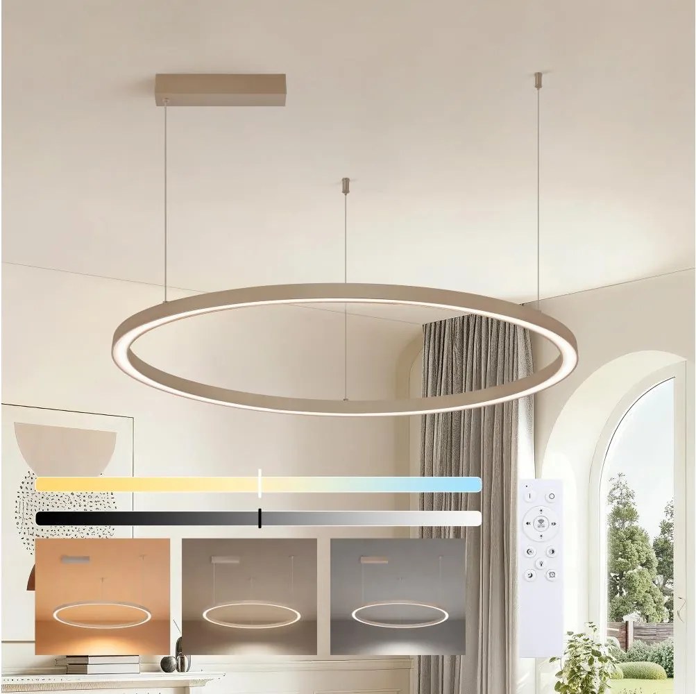 Brilagi - LED stmievateľný luster na lanku PORTOFINO LED/60W/230V priemer 80 cm béžový + diaľkové ovládanie