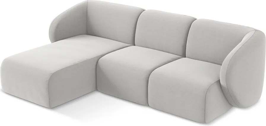 Svetlosivá zamatová rohová pohovka (ľavý roh/s leňoškou) Lani – Makamii