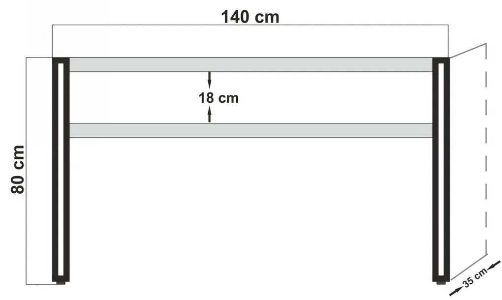 Konzolový stolík Dresua 140 cm borovice atlantic/antracitový