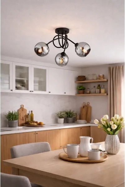 Brilagi - Prisadený luster DIOR 3xE27/60W/230V čierna/dymovo sivá