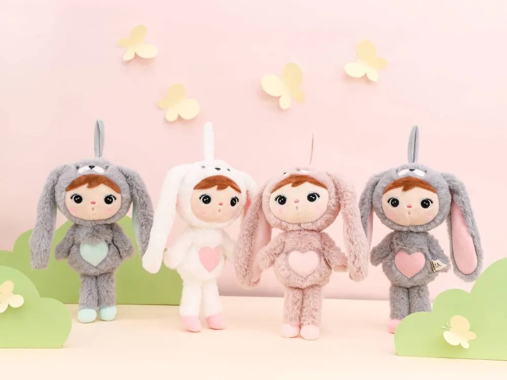 Bábika králik ružový mini s menom Nelka 30 cm