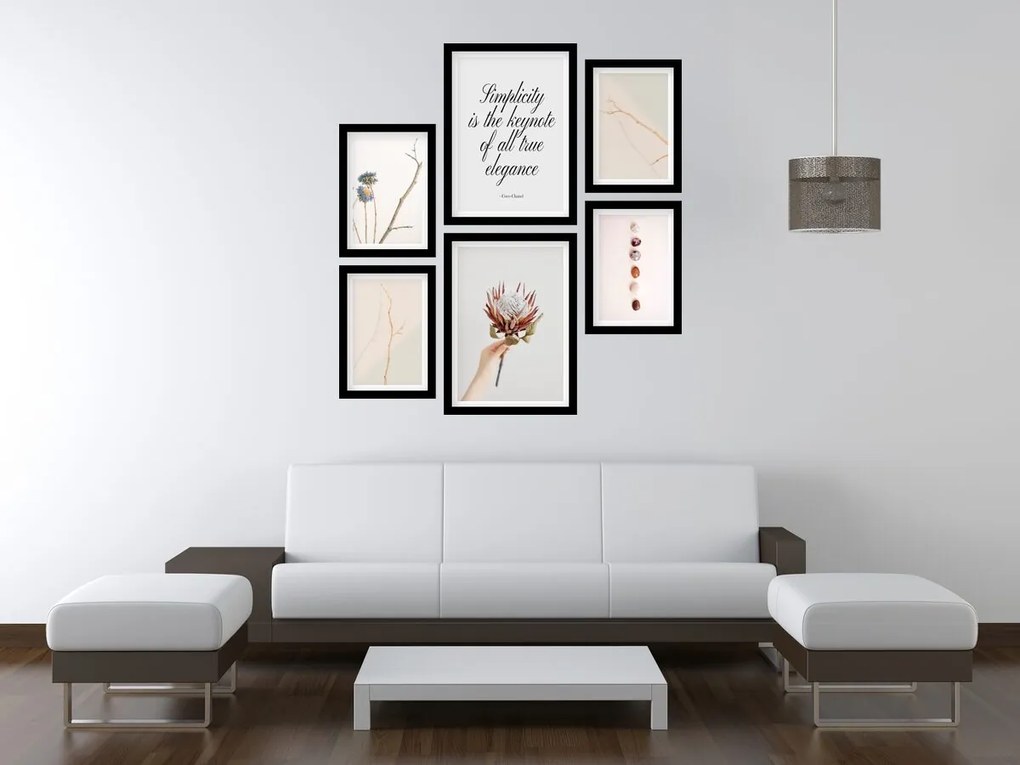 Gario Sada plagátov Simply elegance - 6 dielna Farba rámu: Zlatá, Rozmery: 85 x 92 cm