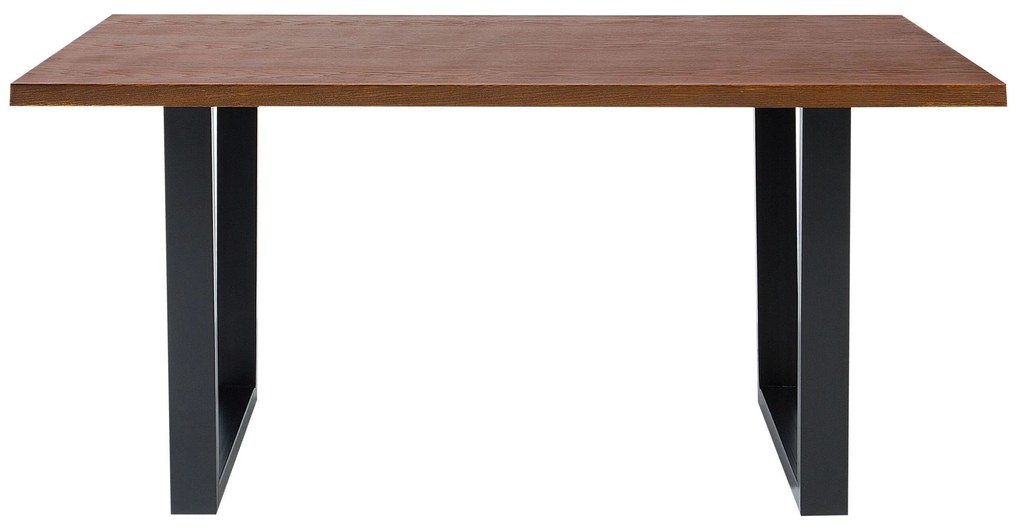 Jedálenský stôl 160 x 90 cm tmavé drevo/čierna AUSTIN Beliani