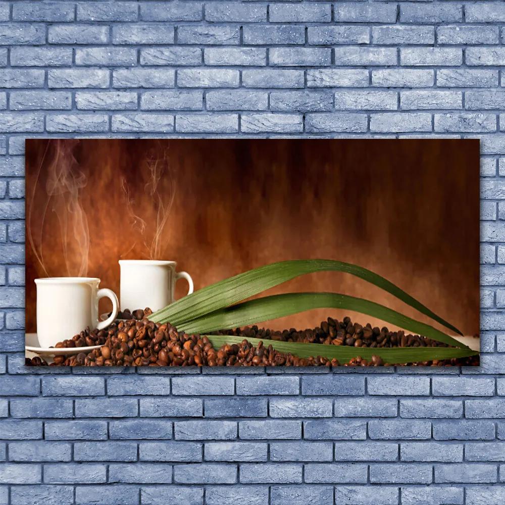 Obraz na akrylátovom skle Šálky káva zrnká kuchyňa 120x60 cm