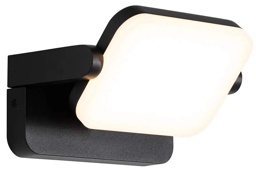 Vonkajšia nástenná lampa čierna vrátane LED nastaviteľná - Kamile