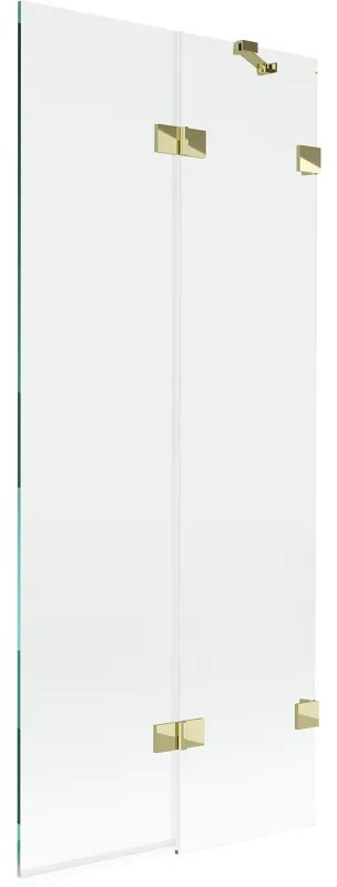 Mexen Lunar, 2-krídlová vaňová zástena pravá 80 x 150 cm, číre sklo, zlatá lesklá, 897-080-100-50-00-P