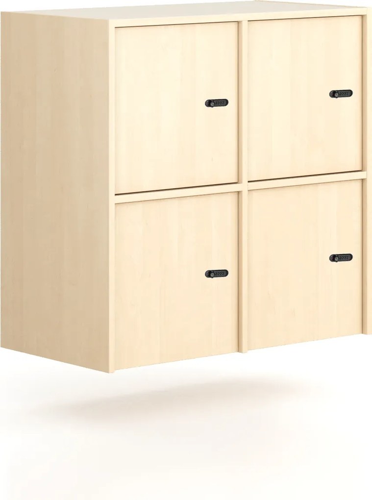 Nadstavba pre skrine FRAME, 4x dvere, 872 x 450 x 854 mm, mechanický zámok, breza