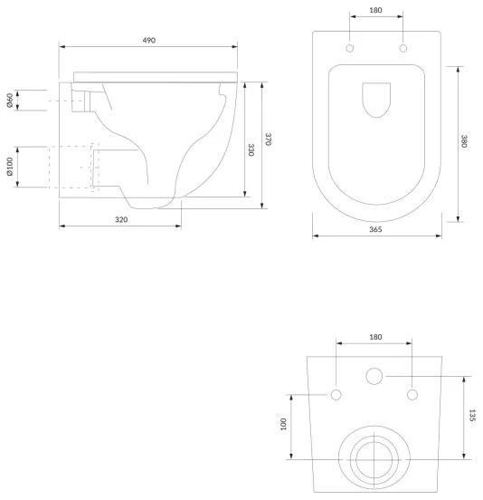OMNIRES OTTAWAMWBM - Závesné WC s SoftClose sedátkom OTTAWA keramika/matná biela