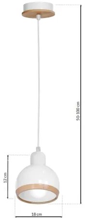 Luster na lanku OVAL 1xE27/60W/230V biela