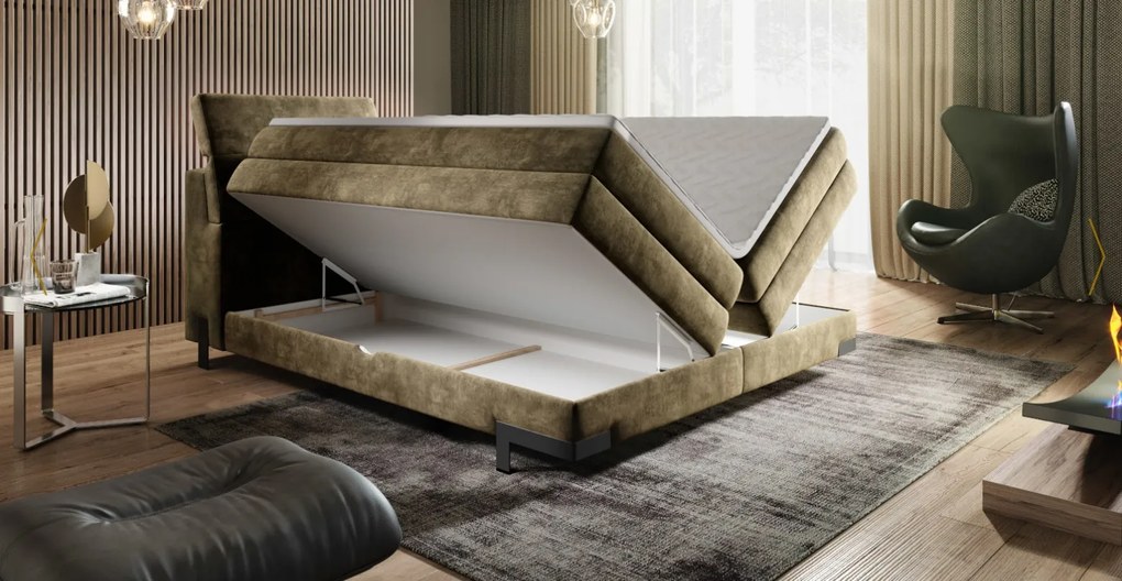 Luxusná box spring posteľ Massimo 180x200, hnedá Palladium