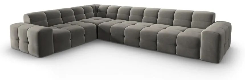 Sivá zamatová rohová pohovka (ľavý roh) Kendal - Micadoni Home