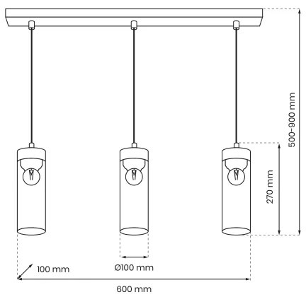 Luster na lanku ELICA 3xE27/60W/230V