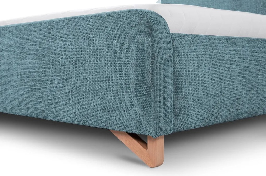 Posteľ Flamingo 180x200 cm, morská modrá štruktúrovaná tkanina