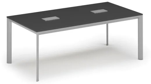 Stôl INVITATION 2000 x 1000 x 740, grafit + 2x stolná zásuvka TYP IV, strieborná