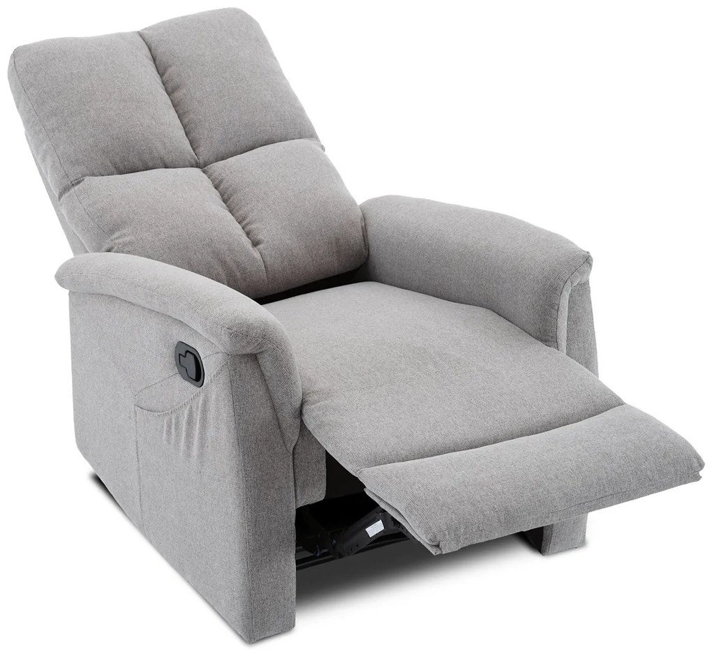 Autronic - Relaxační křeslo, manuální ovládání, světle šedá látka - TV-916 SIL2