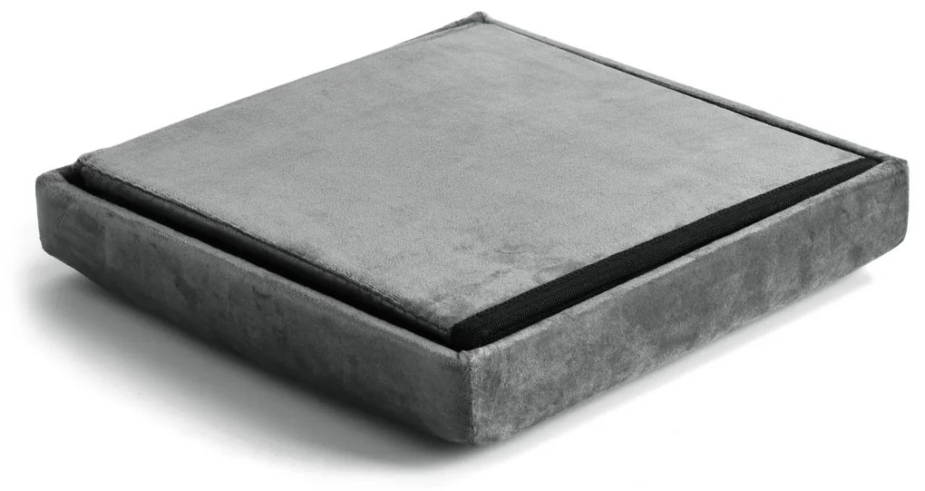 Taburet s úložným priestorom DIEGO L zamatový sivý