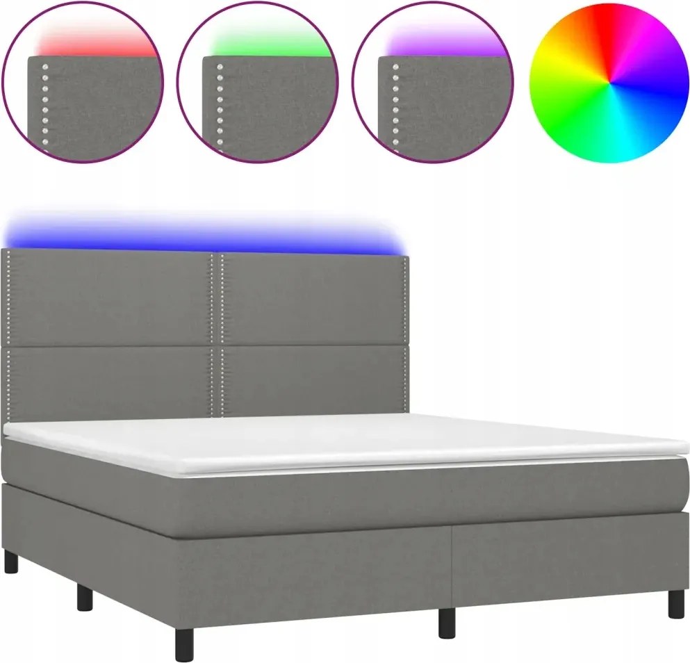 vidaXL Kontinentálna posteľ s matracom, tmavosivá tkanina, 180 x 200 cm