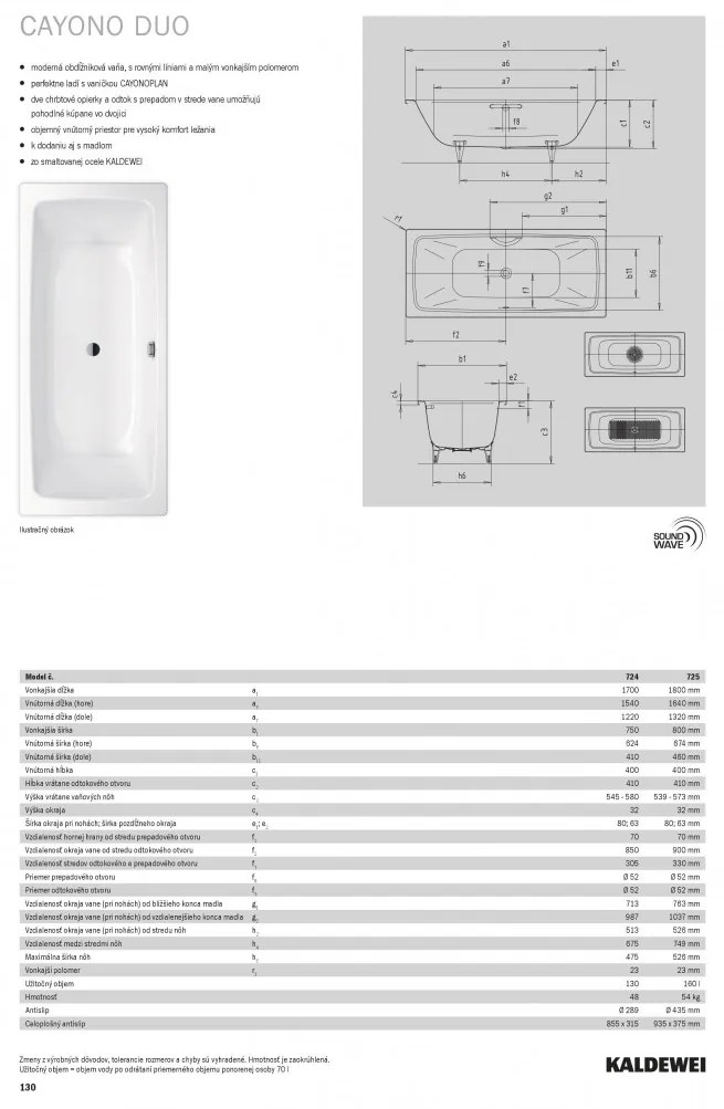 Kaldewei Cayono Duo - Vaňa na zabudovanie 1700x750 mm, alpská biela 272400010001