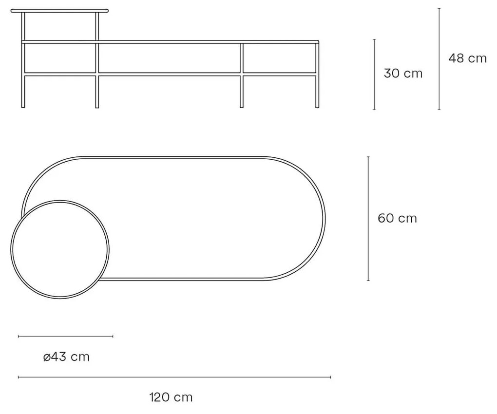 Konrefenčný stolík nix čierny 126 x 66 MUZZA