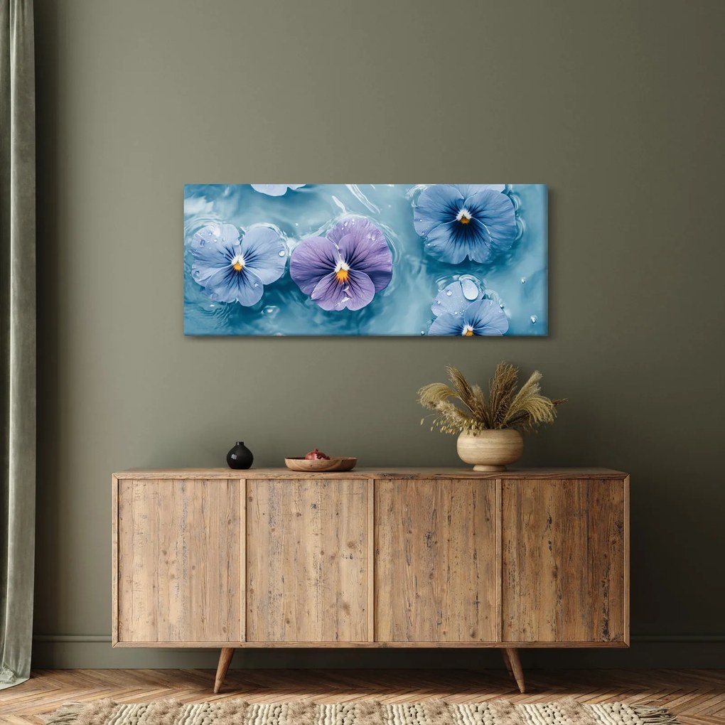 Obraz - Fialky vo vode (120x50 cm)