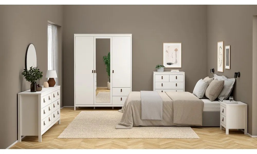 Biela šatníková skriňa so zrkadlom 150x199x58 cm Madrid – Tvilum