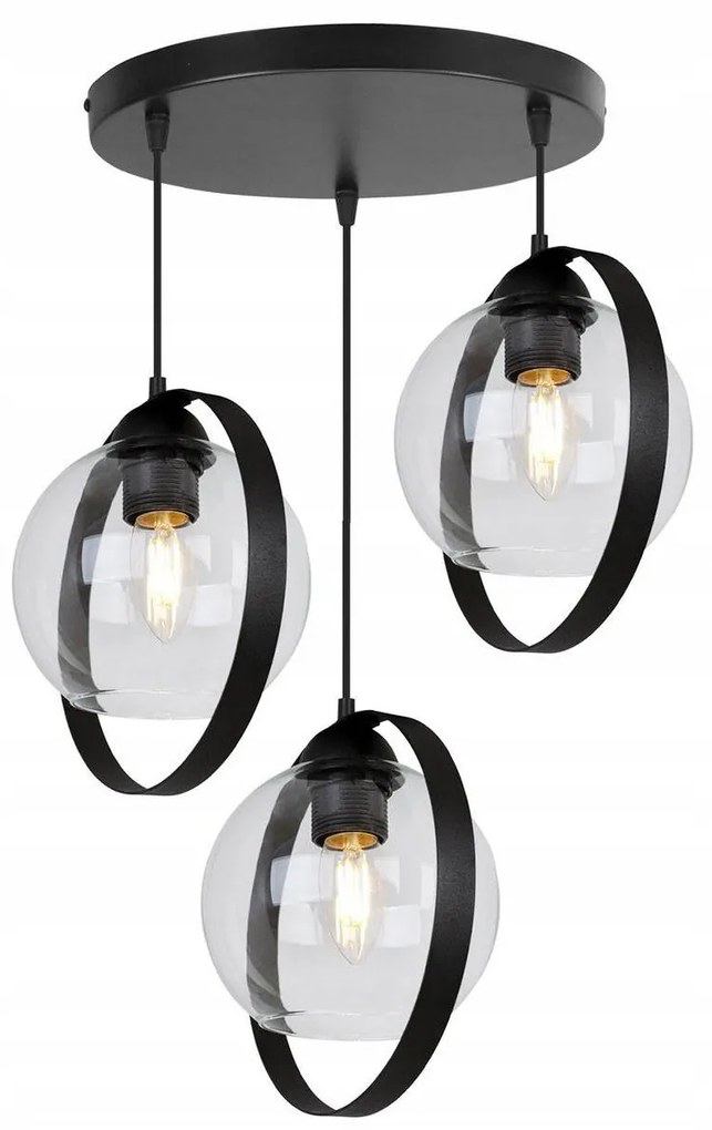 Závesné svietidlo Haga Ring, 3x transparentné sklenené tienidlo (výber z 3 farieb uchytenia), o