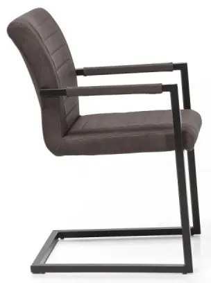 furniture-nabytek.cz - Sada 2 masívnych stoličiek s podrúčkami Picton, hnedá umelá koža / kov