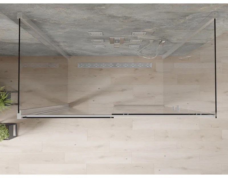 Mexen Omega, 3-stenný sprchovací kút s posuvnými dverami 140 (dvere) x 80 (stena) cm, 8mm číre sklo, chrómový profil, 825-140-080-01-00-3S