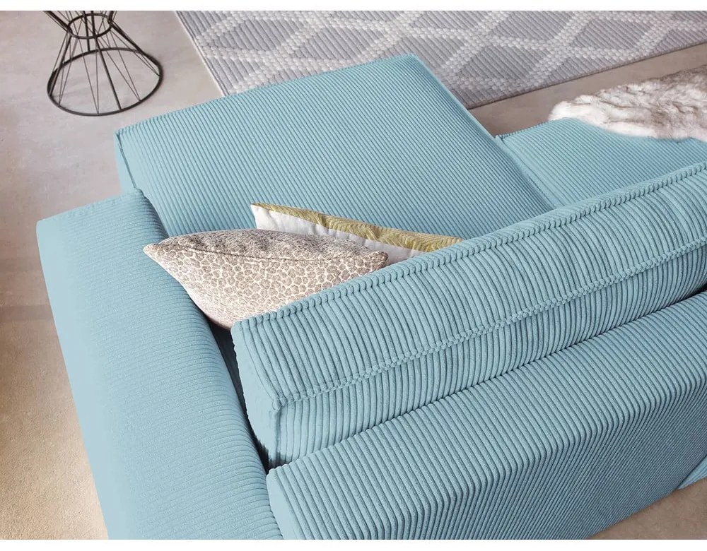 Menčestrová rozkladacia/s úložným priestorom rohová pohovka v mentolovej farbe Nihad – Bobochic Paris