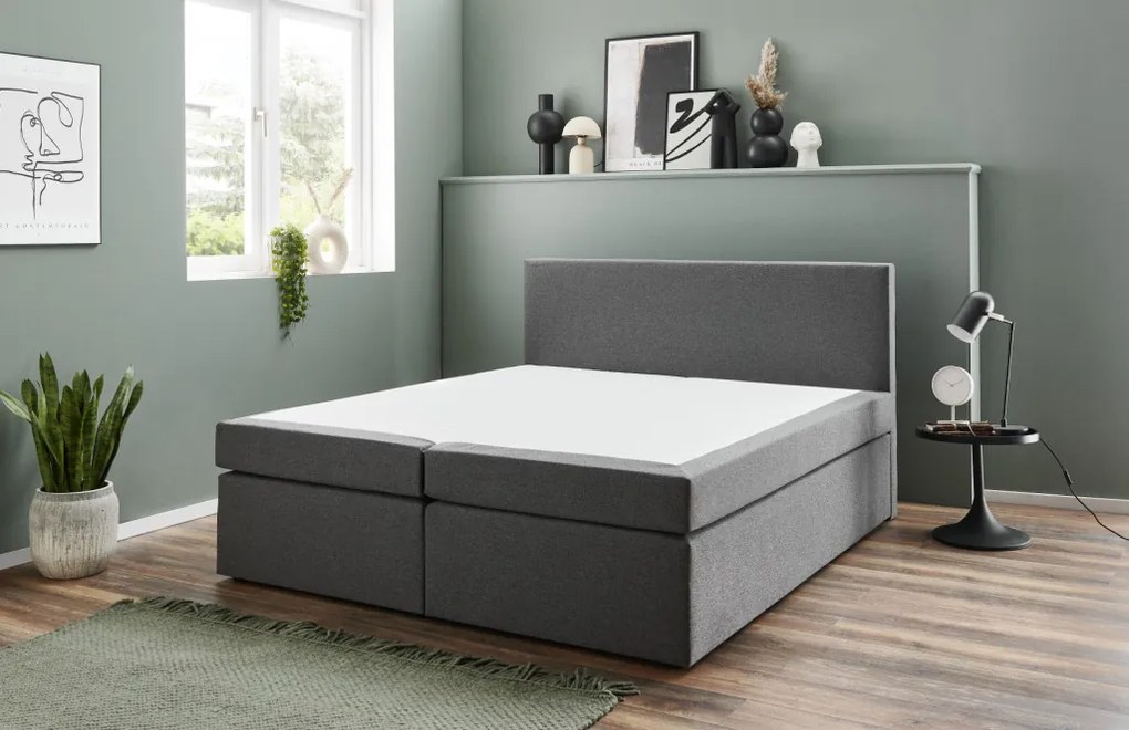 Posteľ boxspring Aston 180x200 cm, stredne šedá látka