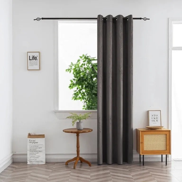 Zatemňovací záves DUNES VELVET 140x250 cm, tmavosivý Zavesenie: Kovové krúžky