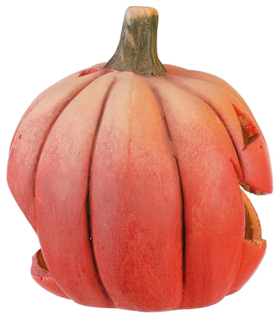 Svietnik Tekvička vyrezávaná oranžová, terakota, pr. 26 cm