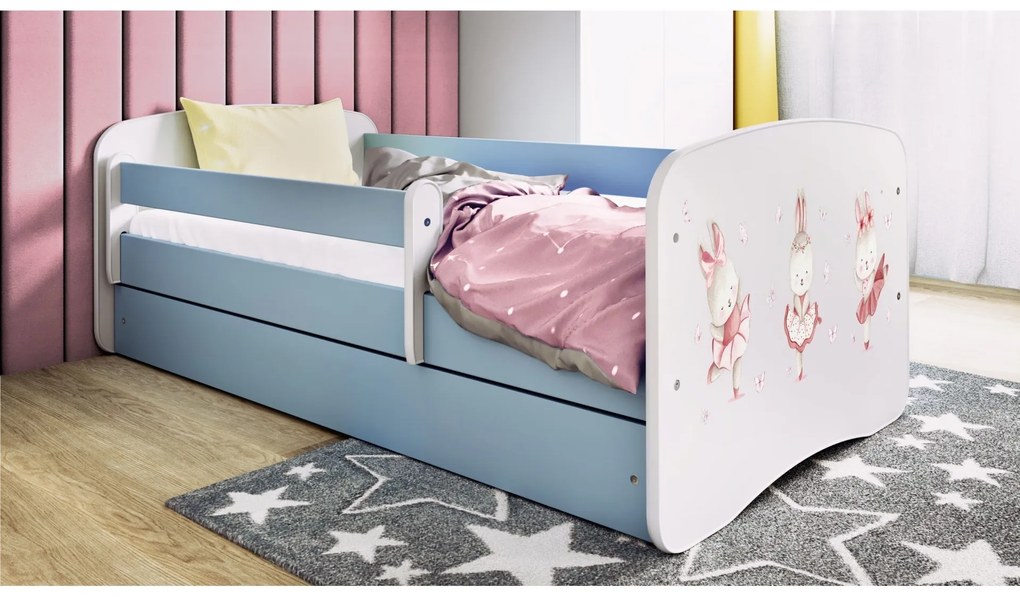 Detská postieľka Babydreams zajačiky modrá