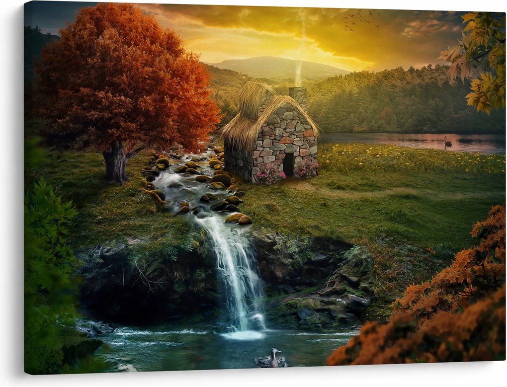 Obraz Chalupku v rozprávkovej krajine (70x50 cm)