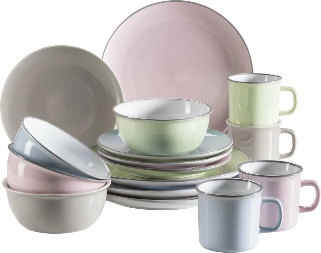 Mäser Jedálenská súprava riadu 16 ks MAILA – svetlomodrá mix