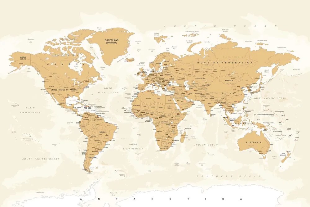 Obraz mapa sveta s vintage nádychom Varianta: 120x80