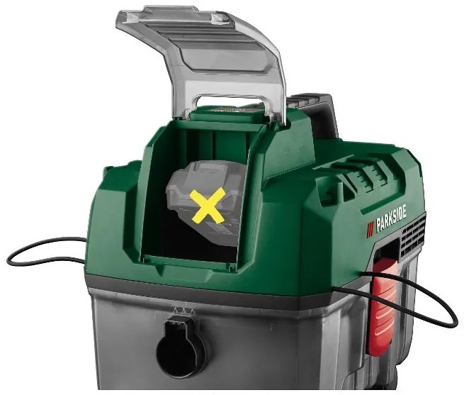 Parkside®  Aku vysávač na mokré a suché vysávanie Pawd 20-Li A1 + Akumulátor 20 V/4 Ah + Nabíjačka akumulátora 20 V/4,5 A  (800010426)