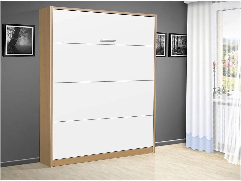 Nabytekmorava Sklápacia posteľ VS 3054 P - 200x140 cm farba lamina: dub sonoma svetlá/biele dvere