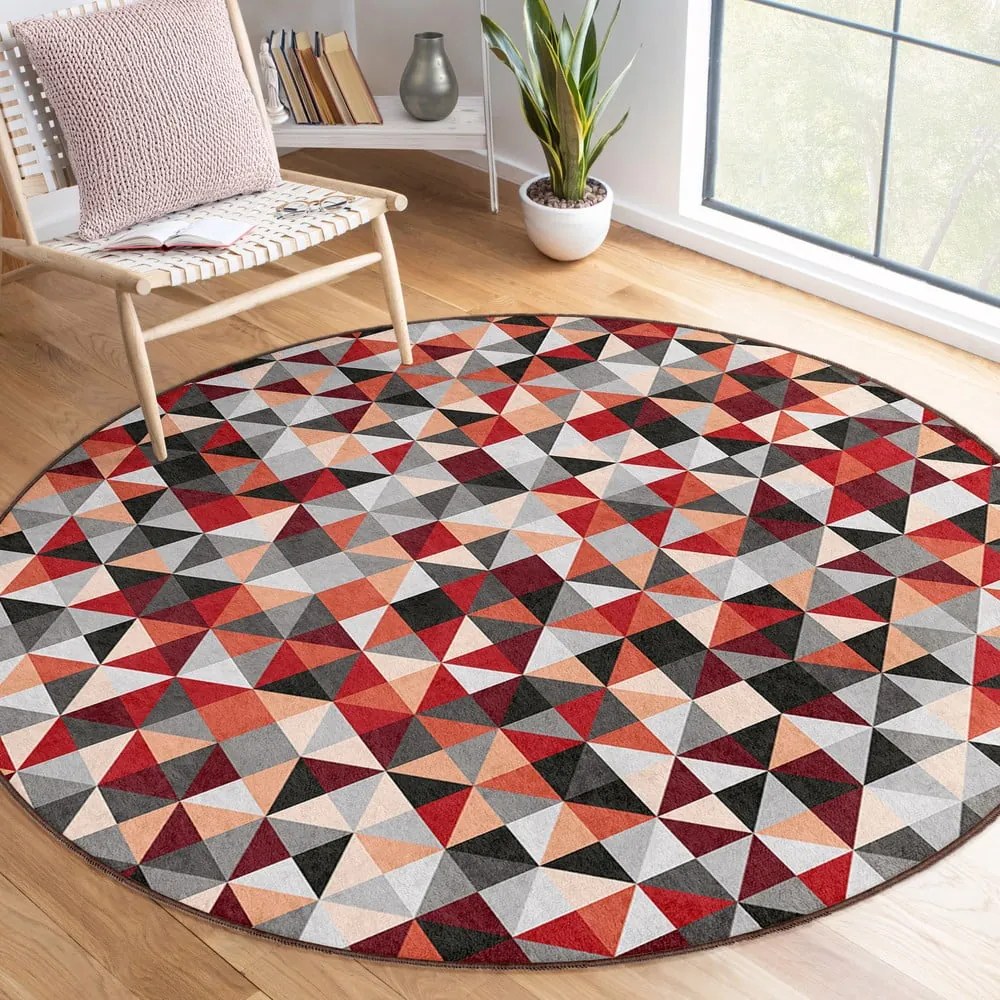 Červeno-sivý prateľný okrúhly koberec ø 150 cm Ignite – Mila Home
