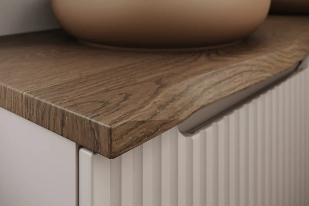 Závěsná skříňka Nova Cashmere Domi s deskou a umyvadlem 60 cm kašmírová/dub casella