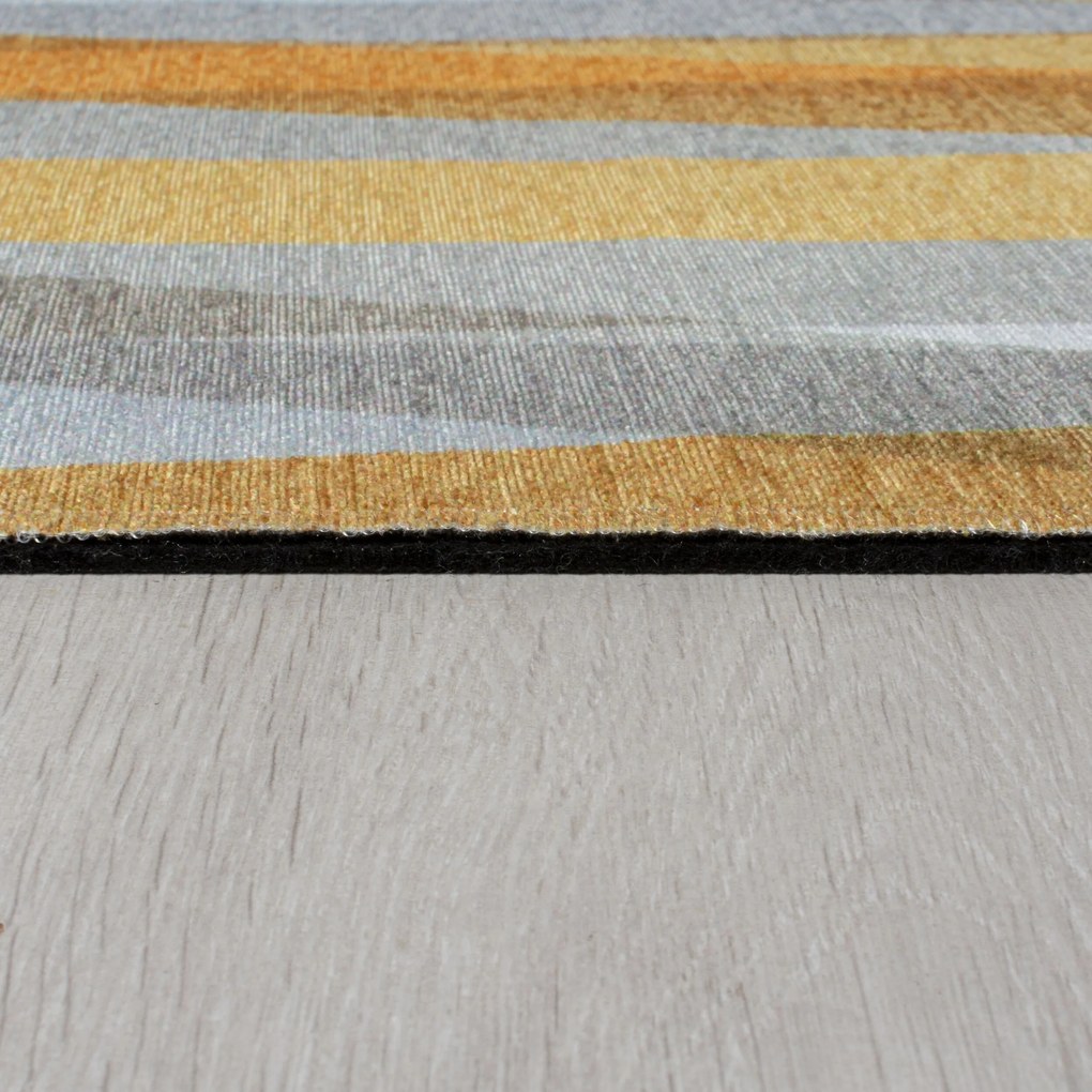 Flair Rugs 170x240 cm Kusový koberec Match Isabella Stripe Grey/Ochre, žltá, chodba / predsieň