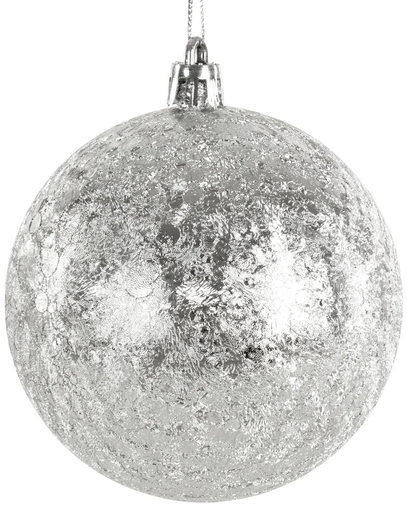 VIANOČNÁ BANKA NA STROMČEK SADA 4 KS (FI) 8 CM STRIEBORNÁ