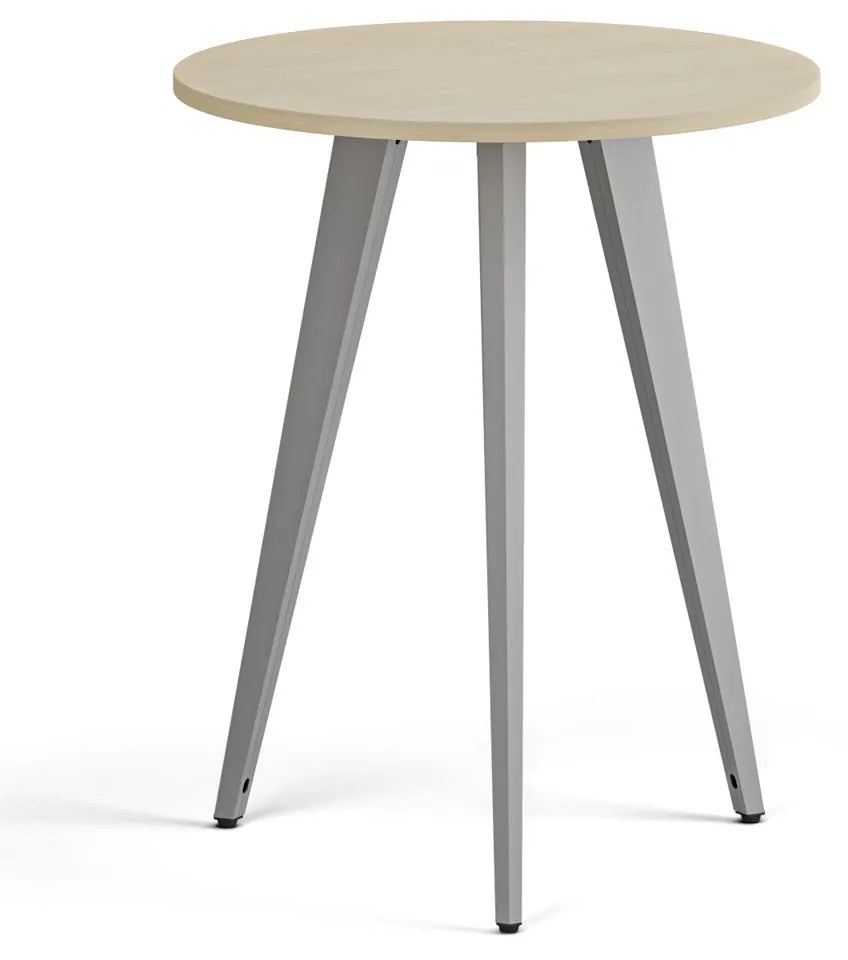 Konferenčný stôl PRIMO VIBE, priemer 60 cm, sivostrieborná podnož, breza