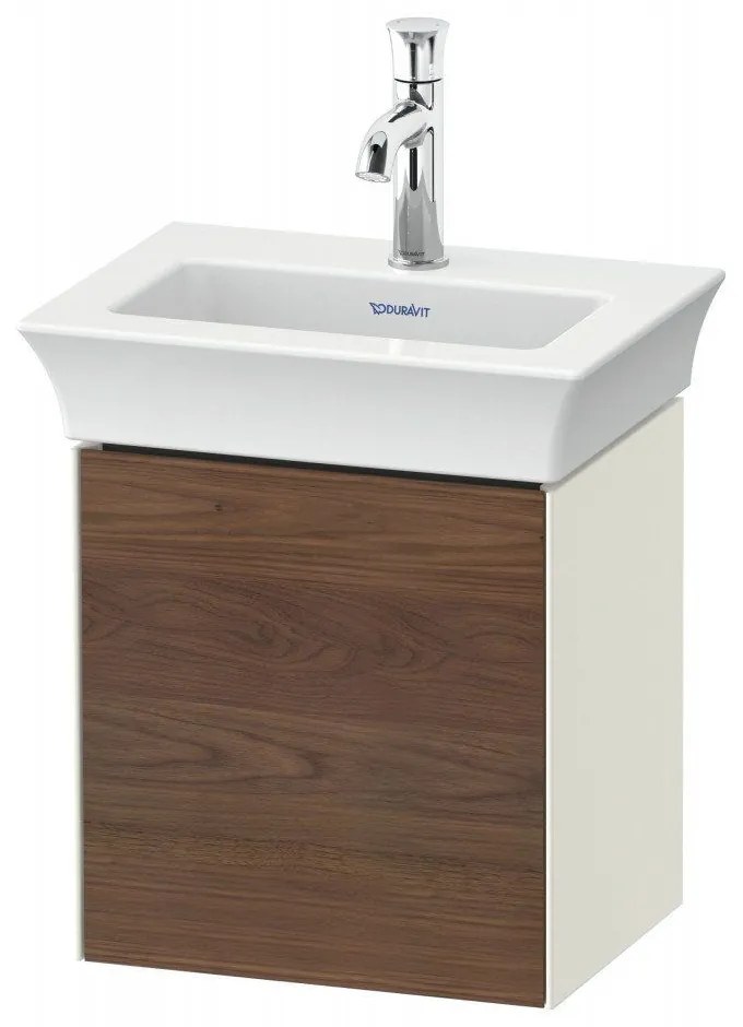 DURAVIT White Tulip závesná skrinka pod umývadielko, 1 dvierka, pánty vľavo, 384 x 298 x 410 mm, americký orech masív/nordická biela vysoký lesk, WT4240L77H4