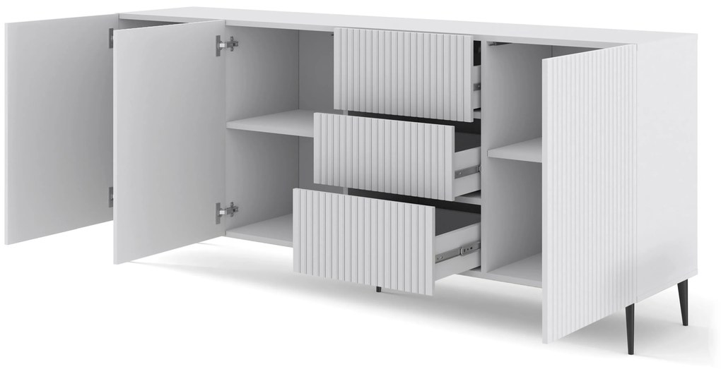 Komoda Rawy 3D3S 2 (biela + čierna). Akcia -21%. Vlastná spoľahlivá doprava až k Vám domov. 1061128