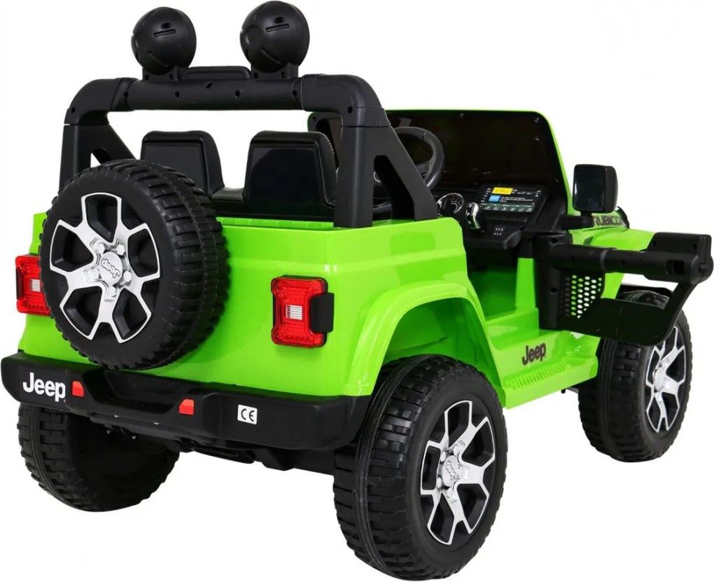 Ramiz Jeep Wrangler Rubicon batéria pre deti Zelená + diaľkové ovládanie + MP3 LED rádio + EVA kolesá