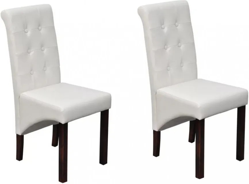 Jedálenská stolička 2 ks umelá koža / drevo Dekorhome Biela