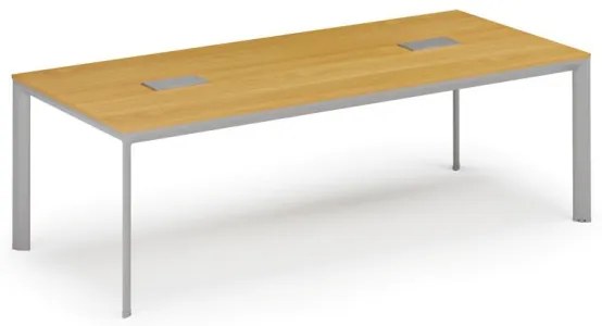 Stôl INVITATION 2400 x 1200 x 740, buk + 2x stolná zásuvka TYP V, strieborná