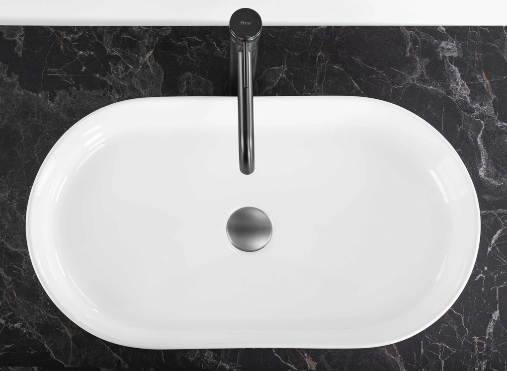 Rea Vanda, umývadlo na dosku 600x340x130mm, biela lesklá, REA-U6526
